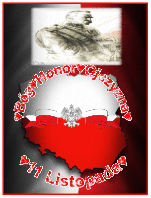 Błyszczący napis Bóg, Honor, Ojczyzna